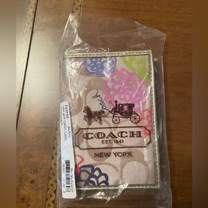 Coach Beige and Red Leather Card Case